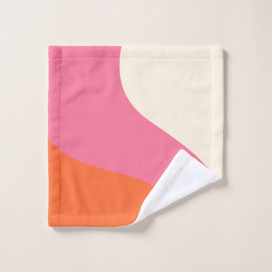 Eenvoudige golven - Roze, Oranje en crème Bad Handdoek (Wasdoekje)
