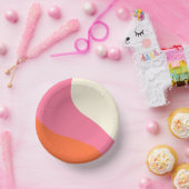 Eenvoudige golven - Roze, Oranje en crème Papieren Kommen (Feest)