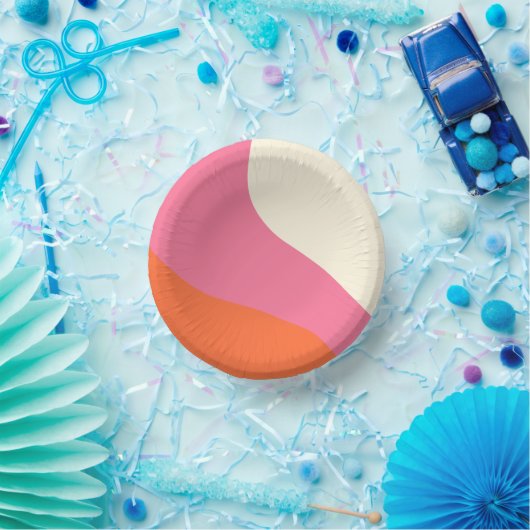 Eenvoudige golven - Roze, Oranje en crème Papieren Kommen (Feest)
