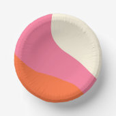 Eenvoudige golven - Roze, Oranje en crème Papieren Kommen (Voorkant)