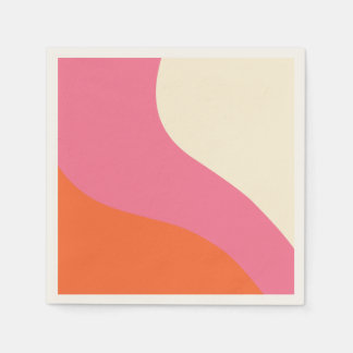Eenvoudige golven - Roze, Oranje en crème Servet