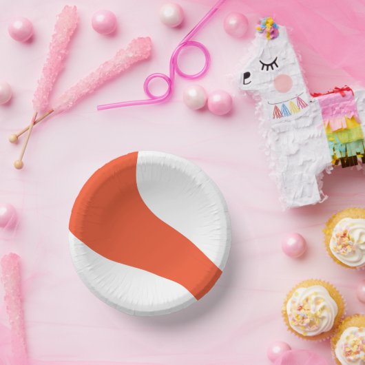 Eenvoudige golven - Sinaasappel en wit Papieren Kommen (Feest)