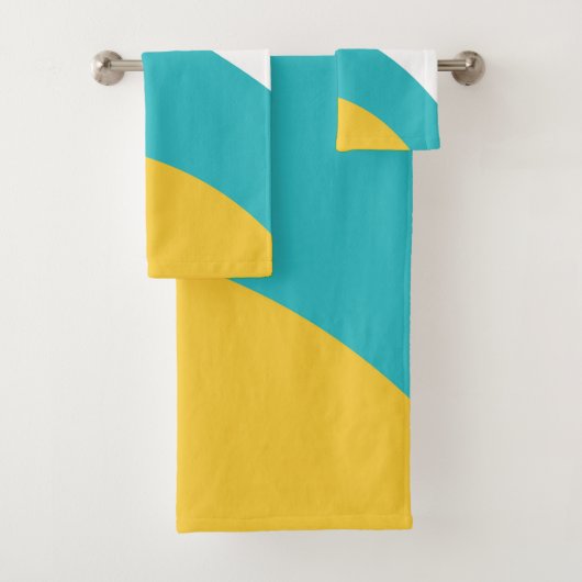 Eenvoudige golven - Turquoise en Yellow Bad Handdoek (Insitu)