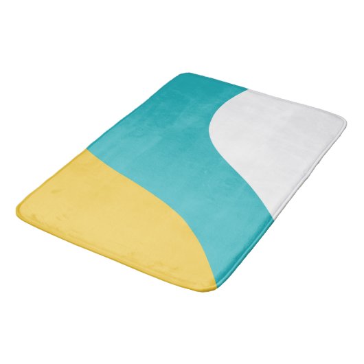 Eenvoudige golven - Turquoise en Yellow Badmat (Gekanteld)