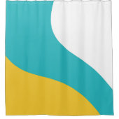 Eenvoudige golven - Turquoise en Yellow Douchegordijn (Voorkant)