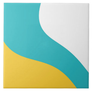 Eenvoudige golven - Turquoise en Yellow Tegeltje