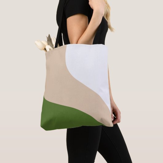 Eenvoudige golven - Wit, Zand & Palmgroen Tote Bag (Dichtbij)