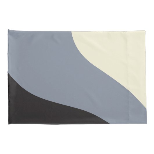 Eenvoudige golven - zwart, grijs en crème kussensloop (Achterkant-Rechts)