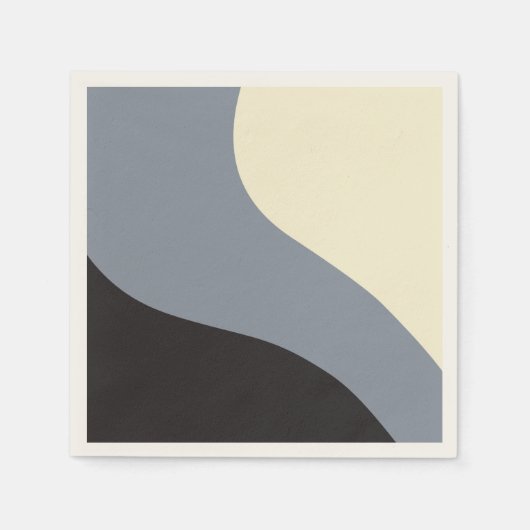Eenvoudige golven - zwart, grijs en crème servet (Voorkant)