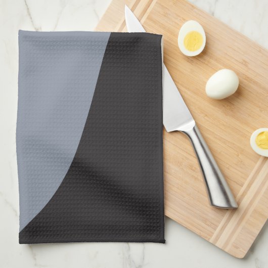 Eenvoudige golven - zwart, grijs en crème theedoek (Quarter Fold)