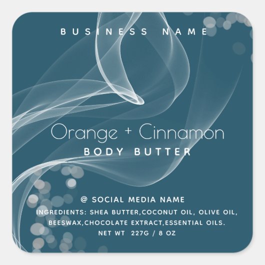 Eenvoudige golvende bokeh moderne typografie produ vierkante sticker (Voorkant)