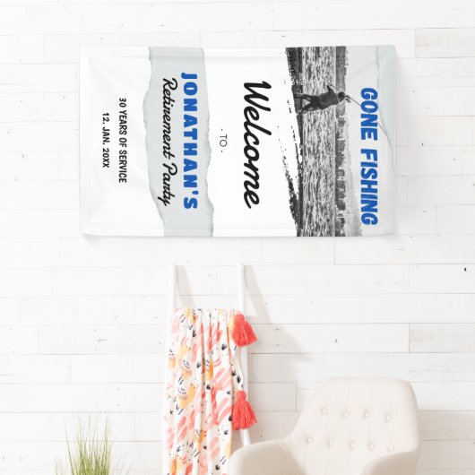 Eenvoudige Gone Vist Pensioenfeest Welkom Spandoek (Insitu)