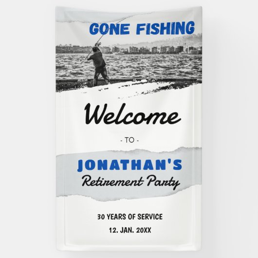 Eenvoudige Gone Vist Pensioenfeest Welkom Spandoek (Verticaal)