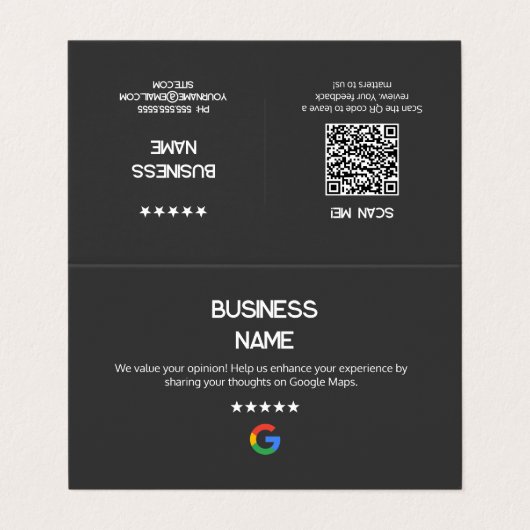 Eenvoudige Google Review Kaarten (Buitenkant ongevouwen)