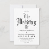 Eenvoudige Gothic Vampire Calligraphy Wedding Kaart (Voorkant)