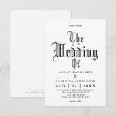 Eenvoudige Gothic Vampire Calligraphy Wedding Kaart (Voorkant / Achterkant)