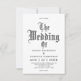 Eenvoudige Gothic Vampire Calligraphy Wedding Kaart