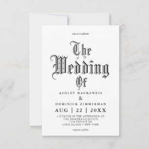 Eenvoudige Gothic Vampire Calligraphy Wedding Kaart