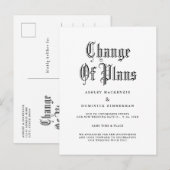 Eenvoudige gotische bruiloft update wijziging  aankondigingskaart (Voorkant / Achterkant)