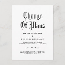 Eenvoudige gotische huwelijksupdate wijziging  aankondigingskaart