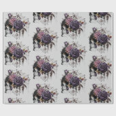 Eenvoudige gotische rozen & schedel Halloween fees Cadeaupapier (Vlak)