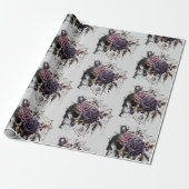 Eenvoudige gotische rozen & schedel Halloween fees Cadeaupapier (Uitgerold)