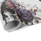 Eenvoudige gotische rozen & schedel Halloween fees Cadeaupapier (Rol Hoek)