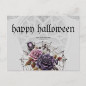 Eenvoudige gotische rozen & schedel Halloween fees Feestdagenkaart (Voorkant)