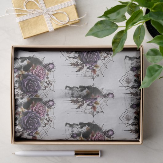 Eenvoudige gotische rozen & schedel Halloween fees Tissuepapier (Geschenk)