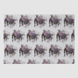 Eenvoudige gotische rozen & schedel Halloween fees Tissuepapier