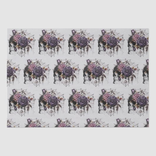 Eenvoudige gotische rozen & schedel Halloween fees Tissuepapier (Voorkant)