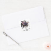 Eenvoudige gotische rozen & schedel Halloween fees Vierkante Sticker (Envelop)