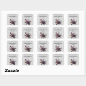 Eenvoudige gotische rozen & schedel Halloween fees Vierkante Sticker (Vel)