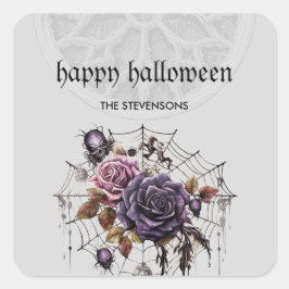 Eenvoudige gotische rozen & schedel Halloween fees Vierkante Sticker
