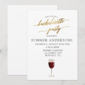 Eenvoudige Goud Folie Textures Wijn Bachelorette F Kaart (Voorkant / Achterkant)