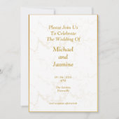 Eenvoudige goud gemarmerde bruiloft uitnodiging (Voorkant)