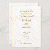Eenvoudige goud gemarmerde bruiloft uitnodiging (Voorkant / Achterkant)
