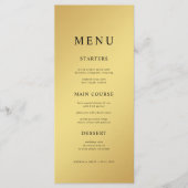 Eenvoudige Goud & Zwart Metallic Gradiënt Bruiloft Menu (Voorkant)
