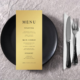 Eenvoudige Goud & Zwart Metallic Gradiënt Bruiloft Menu