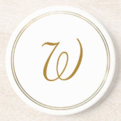 Eenvoudige goudcirkels en monogram Sjabloon Zandsteen Onderzetter (Voorkant)