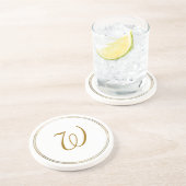 Eenvoudige goudcirkels en monogram Sjabloon Zandsteen Onderzetter (Zijkant)