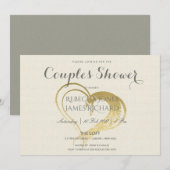 EENVOUDIGE GOUDE HART TYPOGRAFIE KOPPELS BRUILOFT KAART (Voorkant / Achterkant)