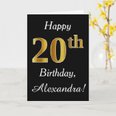 Eenvoudige Gouden 20ste Verjaardag Faux + De Kaart (Gele Bloem)