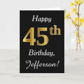 Eenvoudige Gouden 45ste Verjaardag Faux + De Kaart (Gele Bloem)