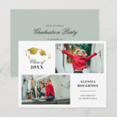 Eenvoudige Gouden Afstuderen Caps Foto Afstuderen Uitnodiging Briefkaart (Voorkant / Achterkant)