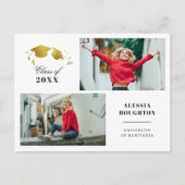 Eenvoudige Gouden Afstuderen Caps Foto Afstuderen Uitnodiging Briefkaart (Voorkant)