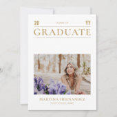 Eenvoudige gouden Afstuderen fotoaankondiging Aankondiging (Voorkant)