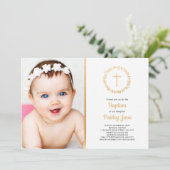 Eenvoudige gouden baptisme fotouitnodiging kaart (Staand voorkant)