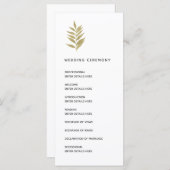 Eenvoudige gouden blad botanische bruiloft ceremon programmakaart (Voorkant / Achterkant)