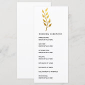 Eenvoudige gouden blad botanische bruiloft ceremon programmakaart (Voorkant / Achterkant)